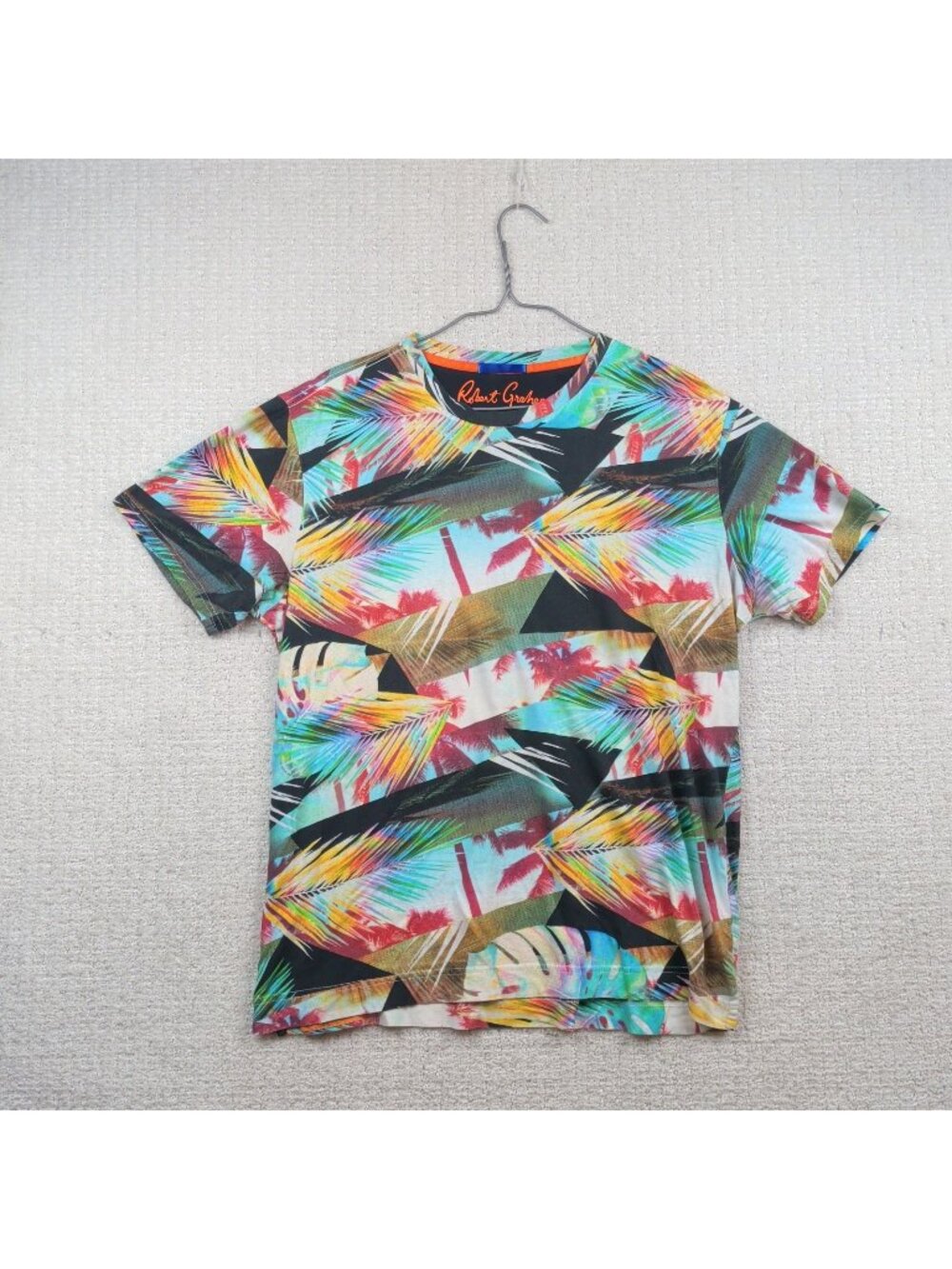 Robert Graham Shirt Mens Sz M Multicolor Floral Abstract Cotton Crewneck Tee